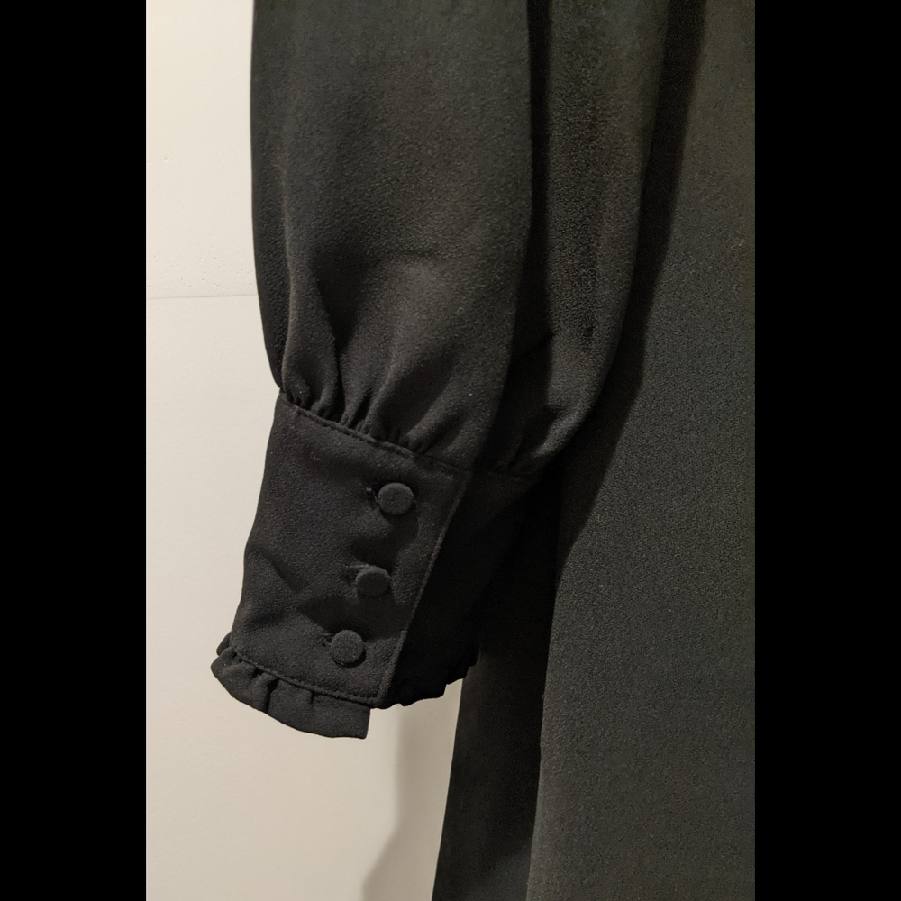 J. Crew Black A-line dress with ruffle collar - Picture 7 of 9